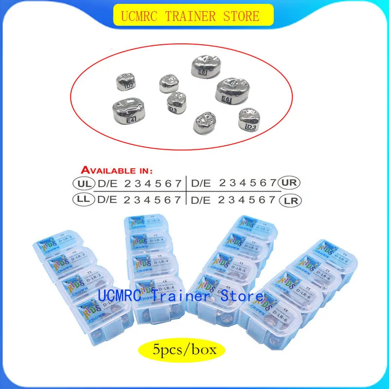 

Big Sale 5Pcs/Box Stainless Steel Dental Temporary Crown Kids Preformed Metal Primary Molar Teeth Crown for 1st 2nd Molar