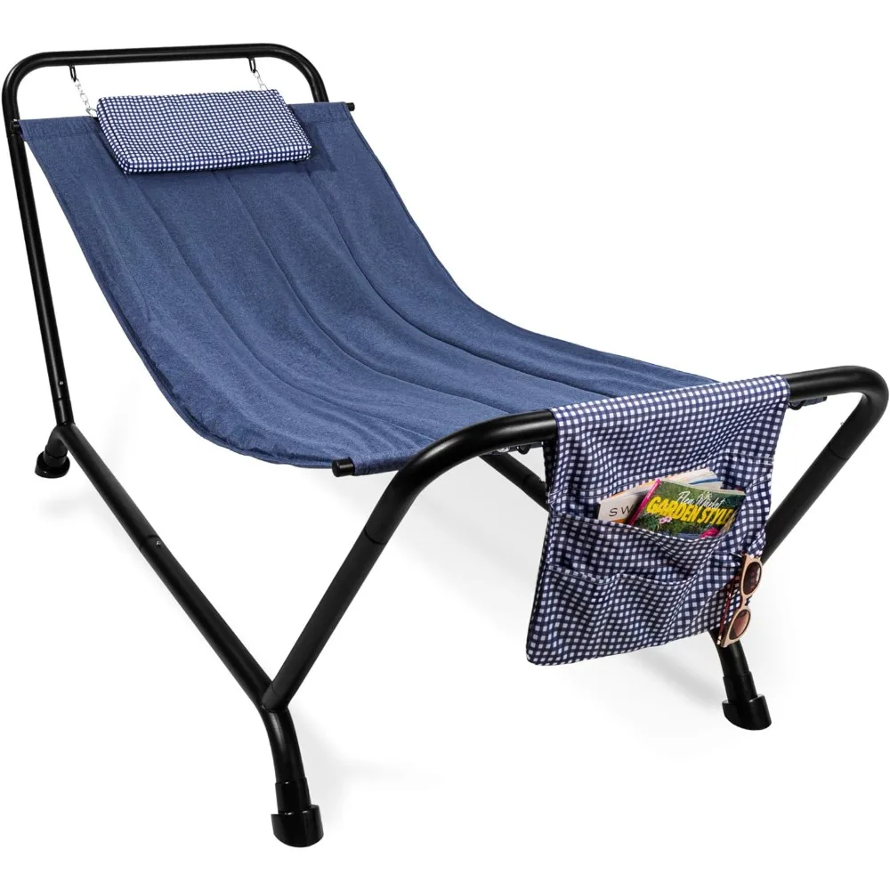 Outdoor Hammock Bed with Stand for Patio, Backyard, Garden, Poolside w/Weather-Resistant Polyester