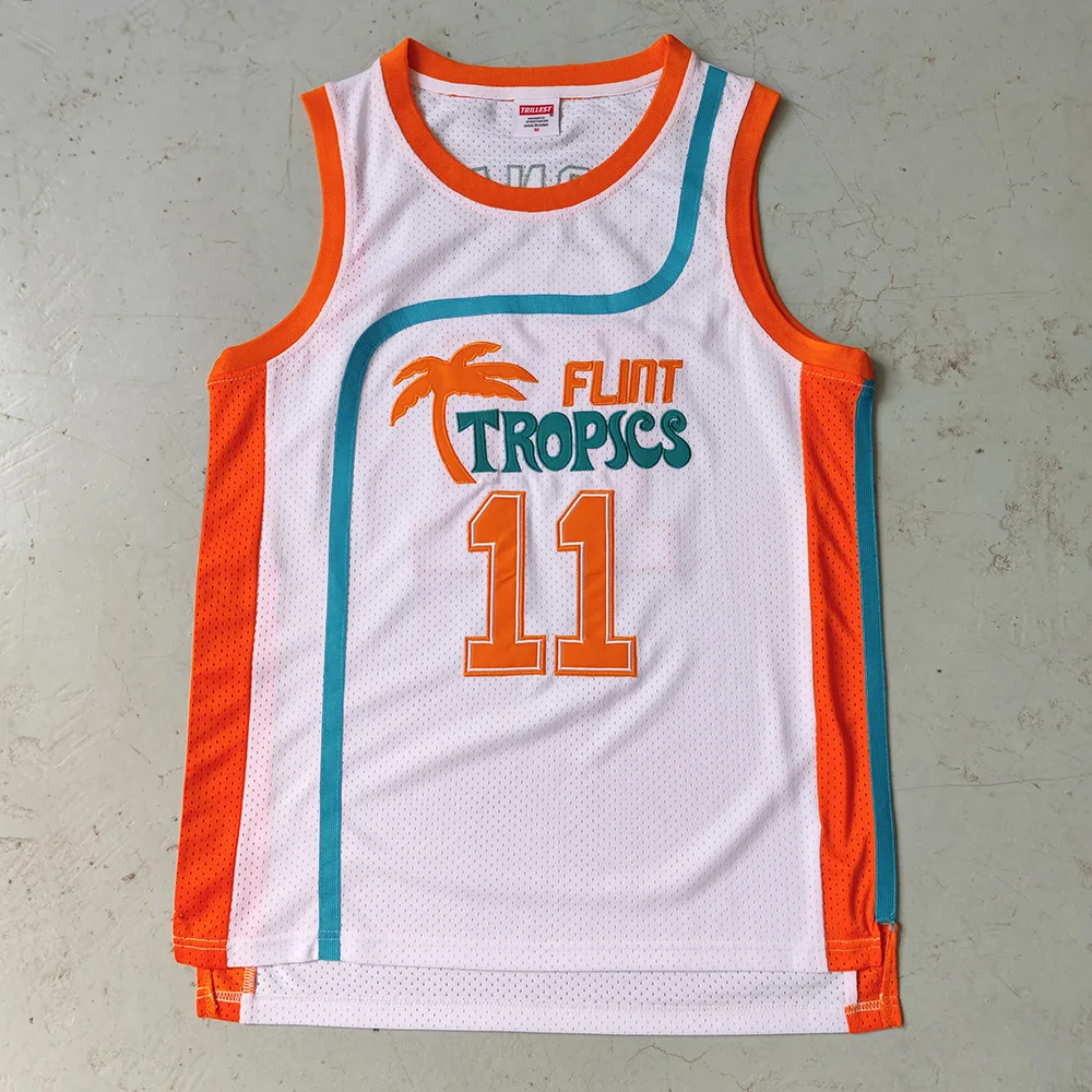 Trillest Semi Pro Movie Jackie Moon 33 Monix 11 White and Green Flint Tropics Basketball Jerseys Shorts Men For Halloween Party