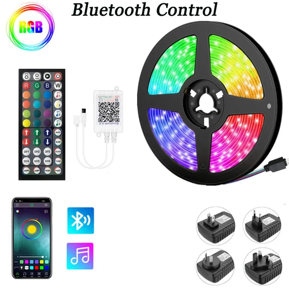 thumbnail image 1 of Tira de luces LED para habitación, 24 V, WIFI, Bluetooth, RGB, cinta de luces LED de color para decoración, luces de neón navideñas, LED de 25 m, 30 m, 40 m, 50 m, 1 of 5
