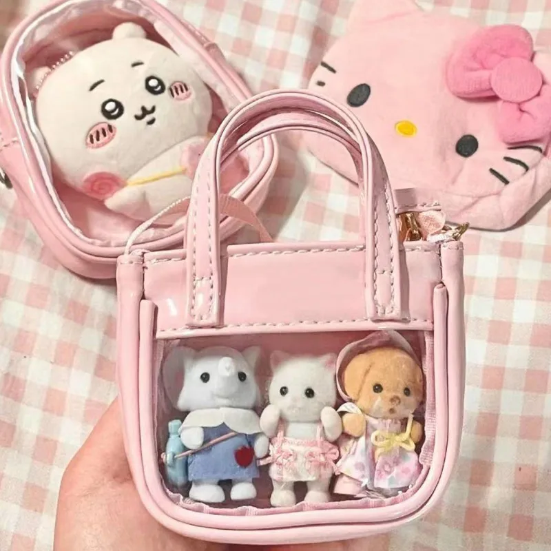Shoulder Bags Transparent Kawaii Doll Mini Pink Y2k Lolita Ita Crossbody Bags PU Leather
