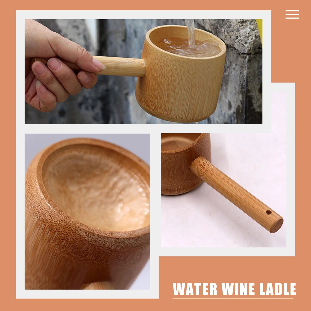 Wooden Scoop Ladle Spoon Bamboo Tea Ladle Bath Dipper Water Scoop Shampoo Cup Bath Spoon Home wooden scoop spoon