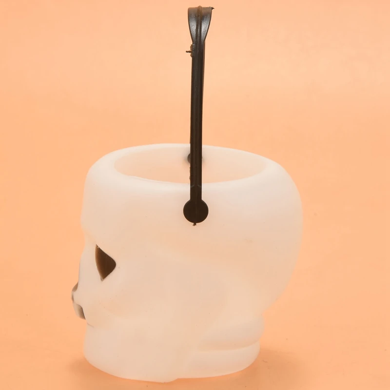10Pcs Mini White Skeleton Halloween Candy Kettle Halloween Candy Bucket Skull Head Bucket Party Decoration