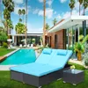 3-Piece Outdoor Patio Furniture Set Chaise, Couch Cushioned with Glass Coffee Table, Adjustable Back and Feet, Lounger Chair 6