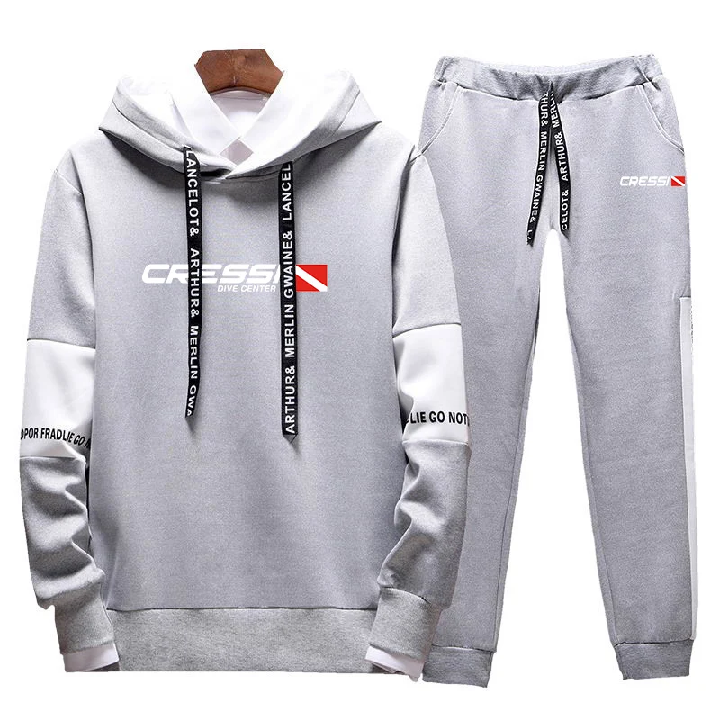 Scuba diving Cressi 2023 spring and autumn print men's tricolor with sports suit two-piece hooded sweatshirt casual suit