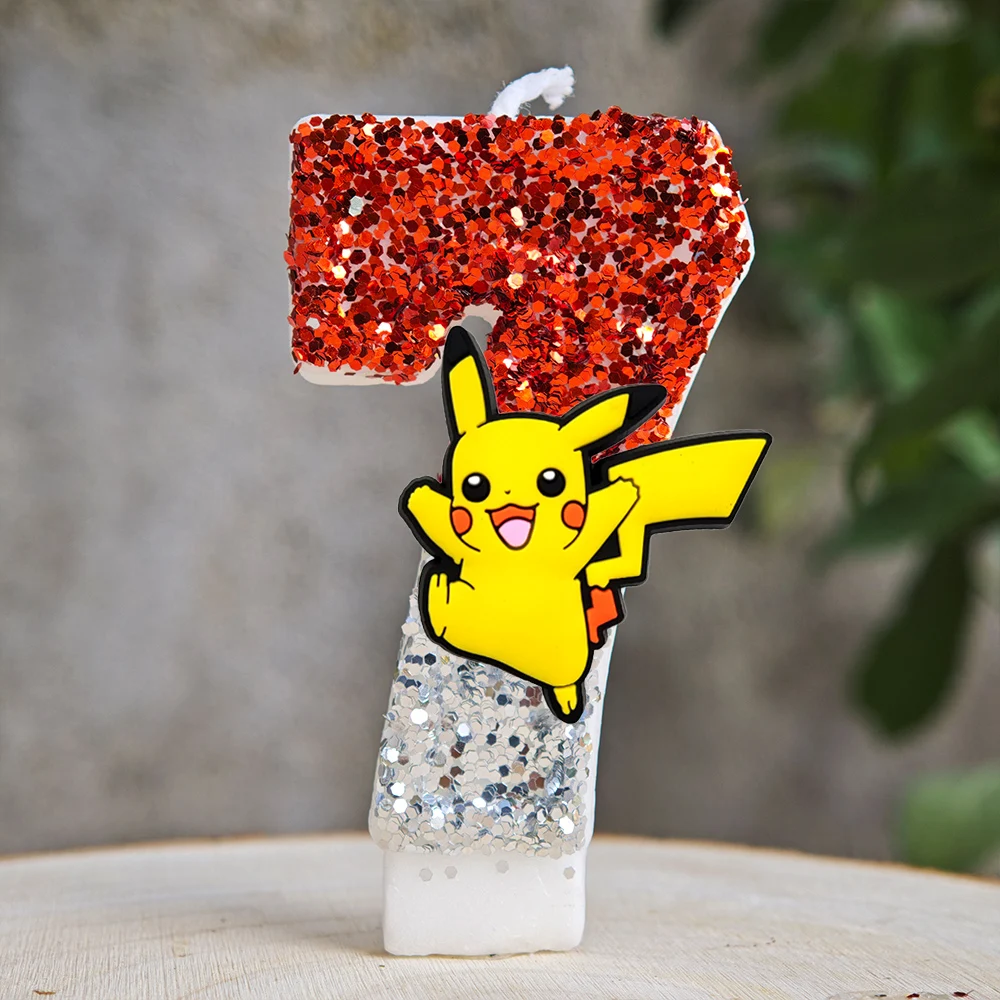 Anime Pikachu Kerzen-Kuchenfigur Pikachu Nummer 0-9 Geburtstagstortenkerze Kinder Baby-Shower Kuchendekoration Zubehör – Detail 19