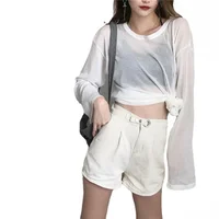Sheer T-shirts Women Loose Korean Fashion Summer Sun-proof Leisure Clean Fit All-match Long Sleeve Breathable Lazy Ulzzang 2XL - Image 6