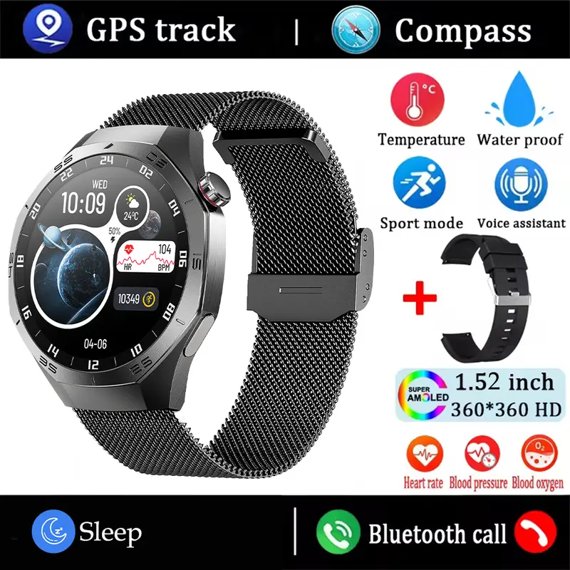 2025New For Android and ios Smart Watch Men AMOLED Screen GPS Motion trajectory Heart Rate Bluetooth Calls SmartWatch Waterproof - Image 10
