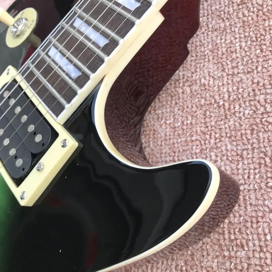 L P Slash Guitar Green Color Silver Hardware Roseboard Fingerboard Frets Binding