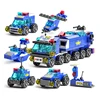 Police Truck City Fire Car Engineering Crane Tank Helicopter Bricks Set Toys for Children Kids 6IN1 Building Blocks 6