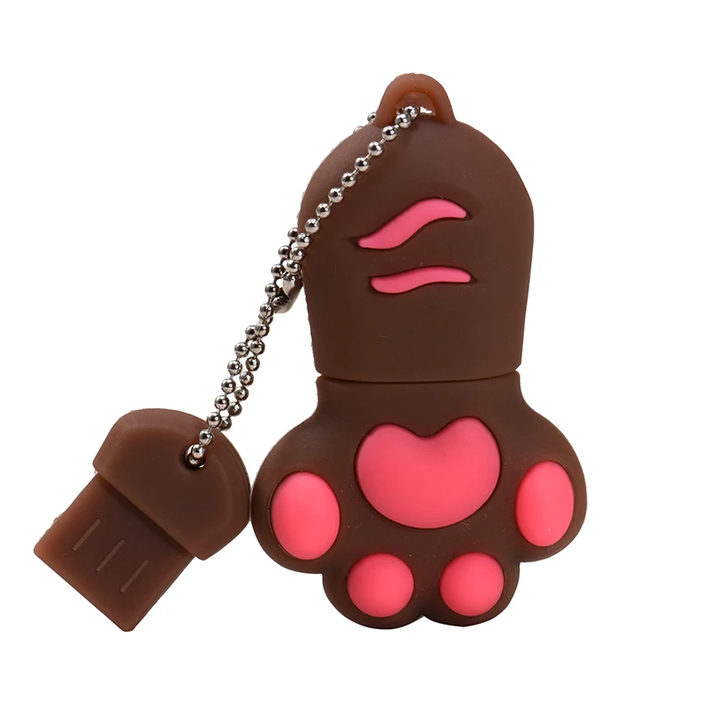Karikatür Kedi Paw Kalem 64GB Anahtarlık Pendrive 32GB Kırmızı USB Flash Sürücü 16GB 8GB 4GB Sevimli Yeni Memory Stick Ücretsiz_voghion.com
