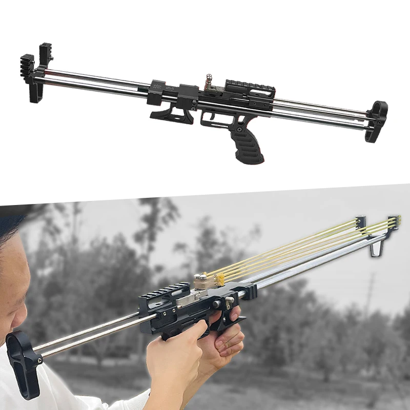 Outdoor Hunting Telescopic Long Rod Slingshot Aviation Aluminum Alloy Laser Aiming Rubber Band Competitive Shooting Competition 5