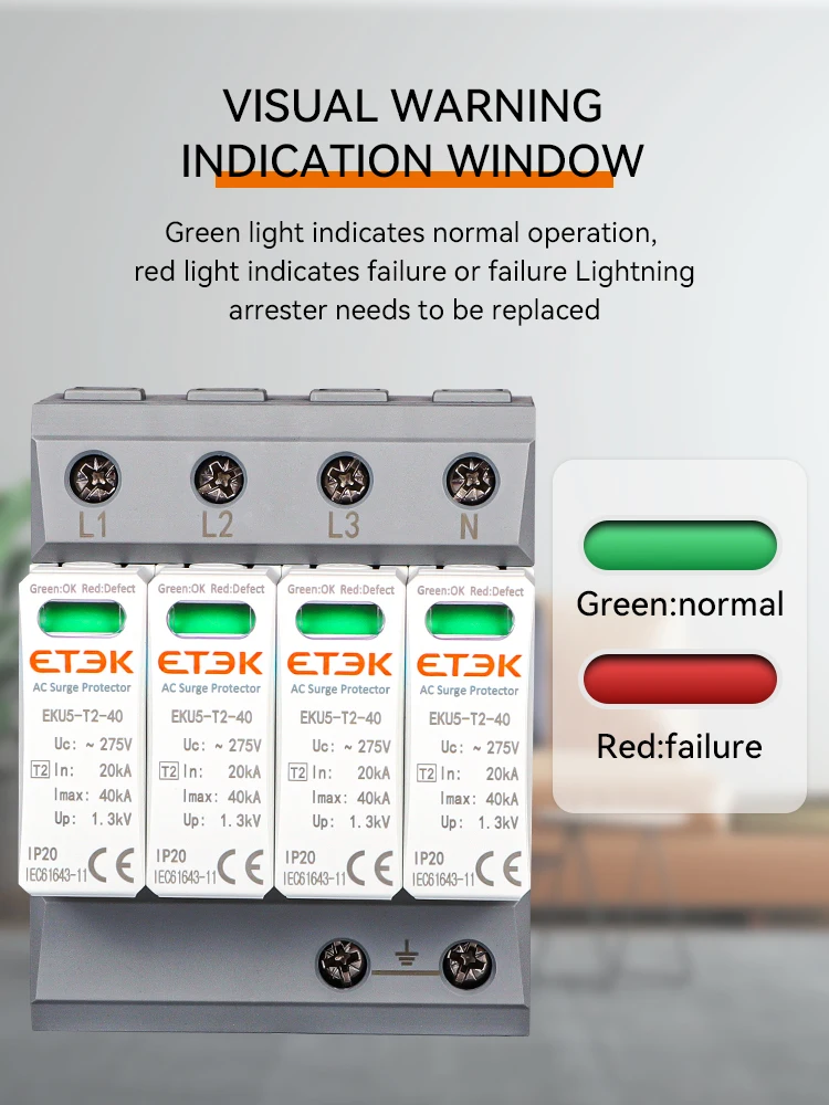 ETEC House Surge Protective Device Protector Arrester Protection Type T2 SPD AC