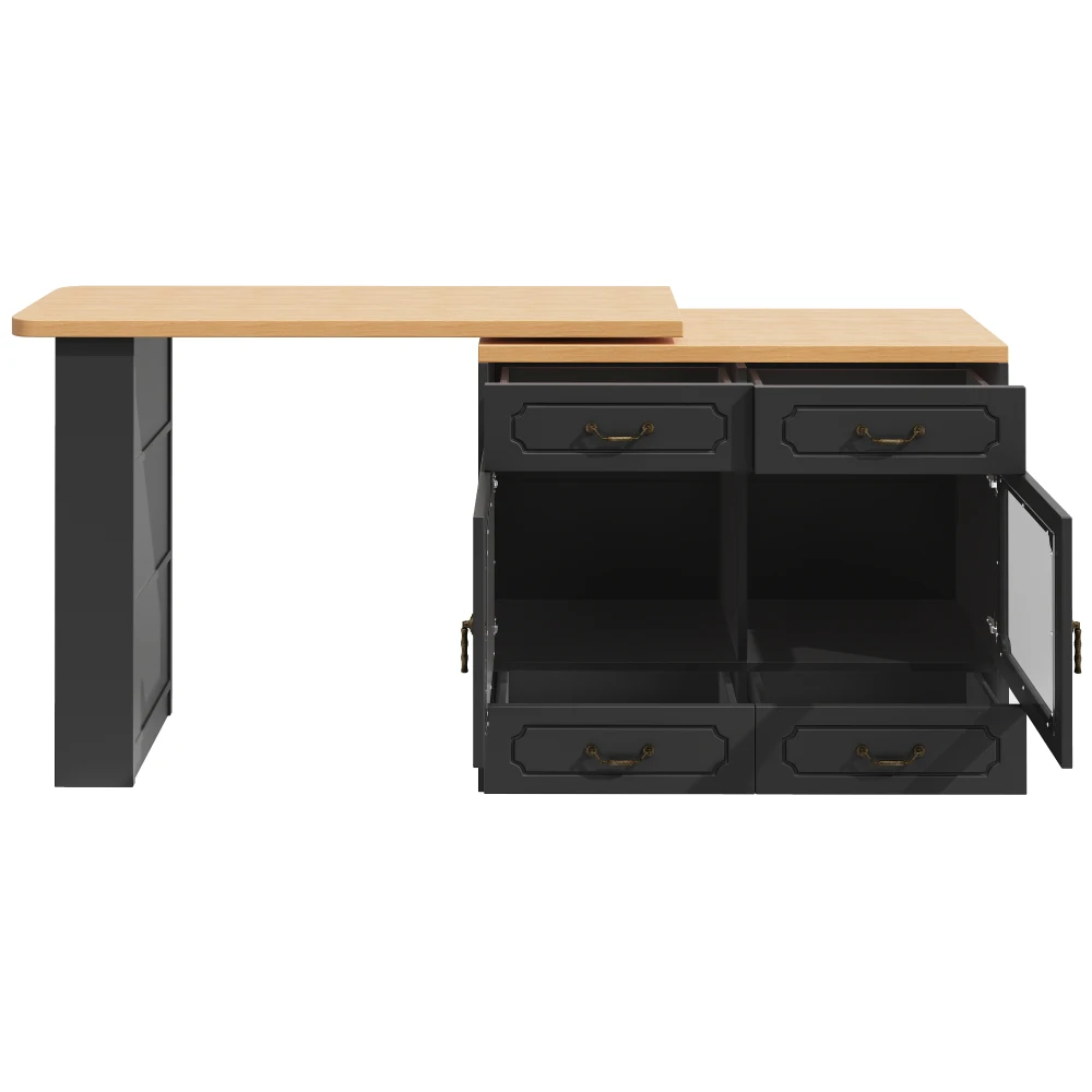 Teleskopischer ausziehbarer moderner Bartisch 135–203 x 39 x 92,8 cm | 360 ° Drehbar, mit LED-Leuchten und Ablagefach, Esszimmer – Detail 11