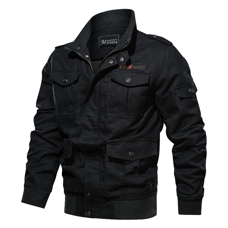 Bomber Jacket Spring Autumn Men Fashion Casual Multi Pocket Jacket Coat Outdoor Windbreaker Sport Slim Military Jackets Male 6XL 4