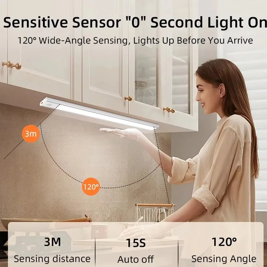 Versatile Motion Sensor LED Cabinet Light with USB Plug – Dimmable Night Lamp in 3 Ambient Colors