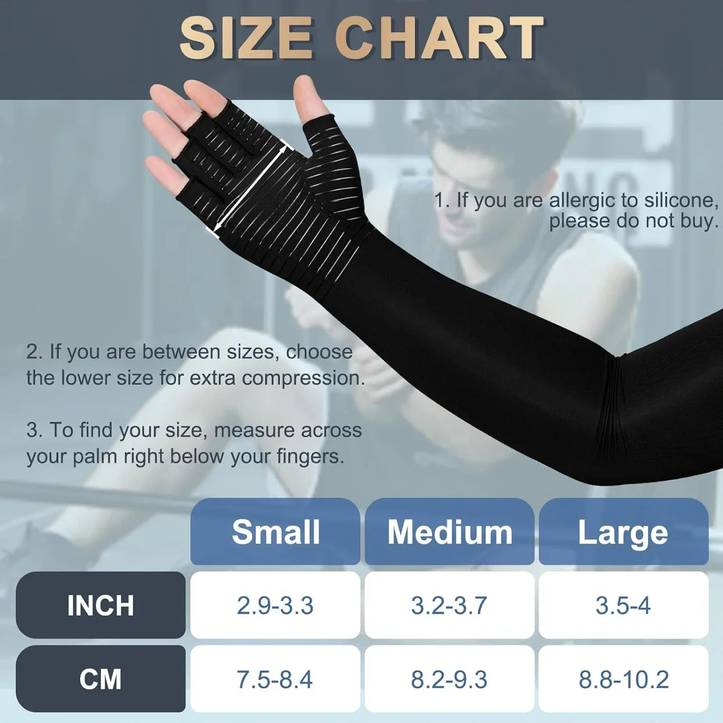 Long Copper Compression Arthritis Gloves for Women&Men,Medical Arm&Hand,for Carpal Tunnel,Lymphedema Fingerless Pressuse Gloves 4