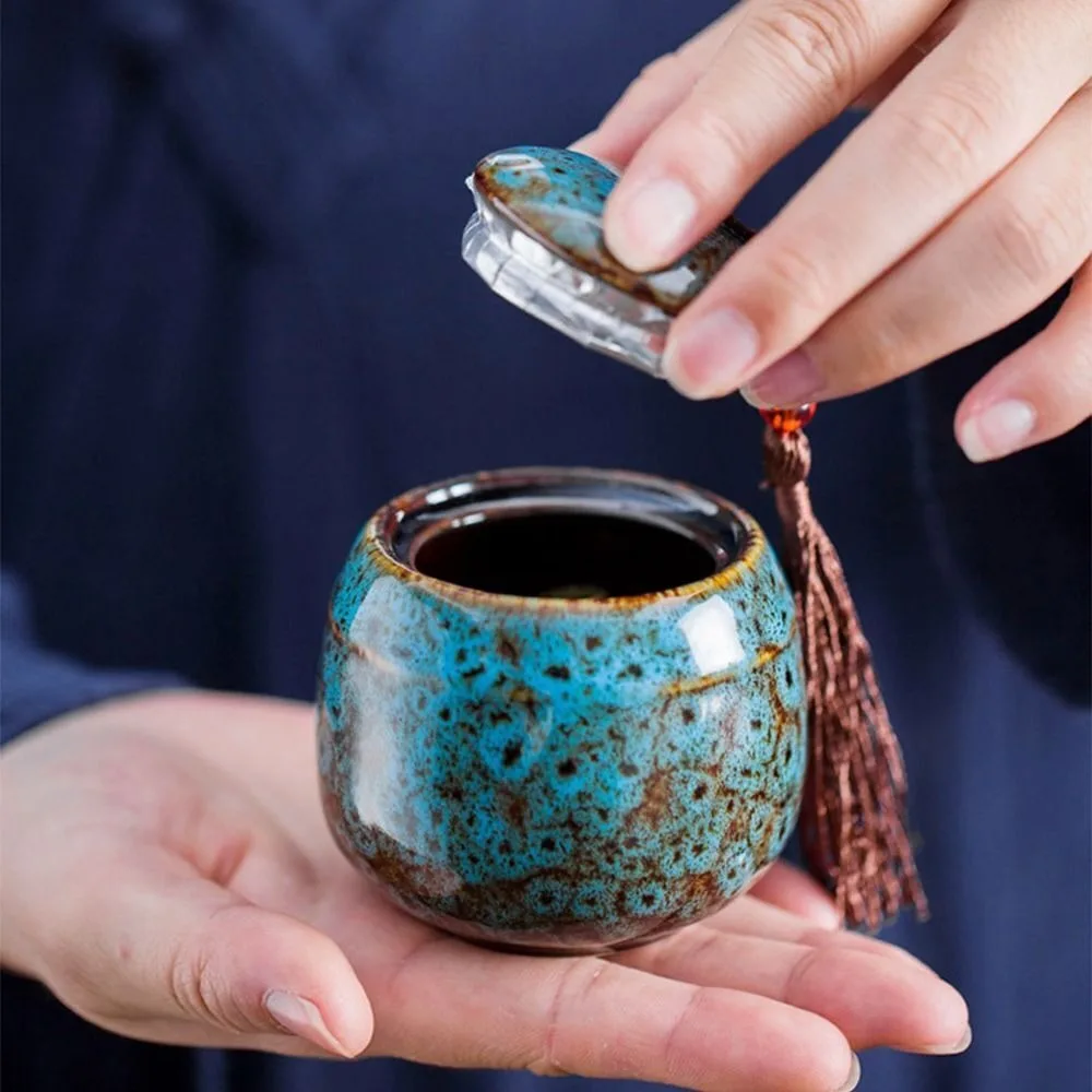 Ceramics Tea Can Vintage Kiln Transformation Tea Storage Household Sealed Jar tea canister ceramic storage jar airtight container