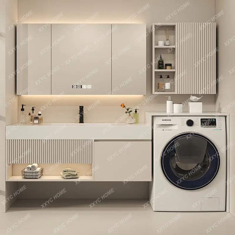 All-in-One Cabinet Combination Stone Plate Bathroom Cabinet Seamless Ceramic Basin Washstand