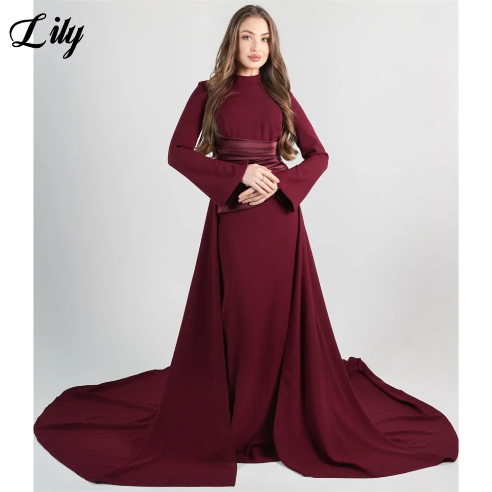 Lily Burgundy Elegant Prom Dress - Fabric Texture