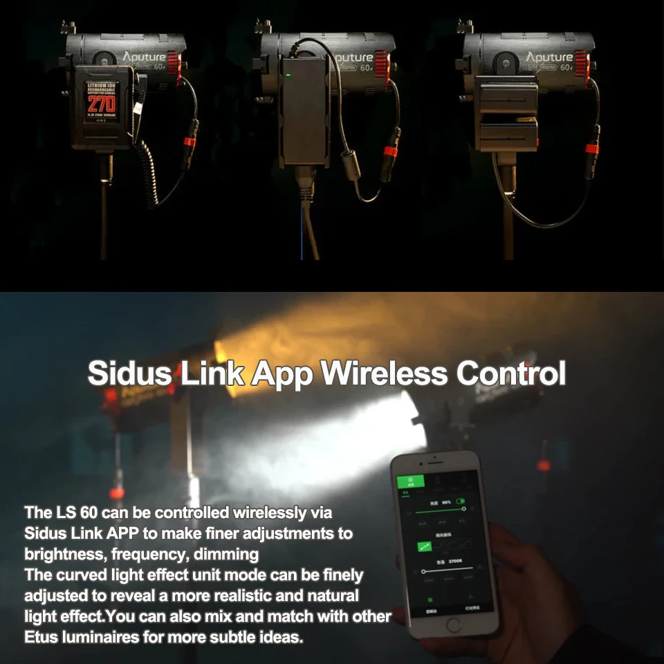Aputure LS 60x 스튜디오 LED 비디오 라이트, 방수 이색 2700K-6500K 60W 사진 램프, 9 가지 센스 효과 스포트라이트