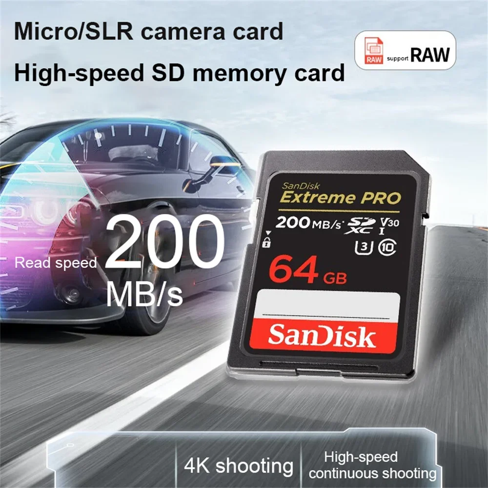 SanDisk 카메라용 메모리 카드 SD 카드, 울트라 익스트림 프로, 32GB, 64GB, 128GB, 256GB, 512GB, 1TB, SDHC, SDXC Class10 U1 U3, 4K 플래시 카드
