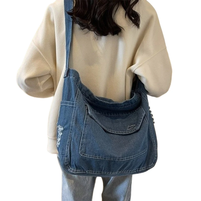Denims Shoulder Bag for Women Large Capacity Messengers Bag Casual Crossbody Bag