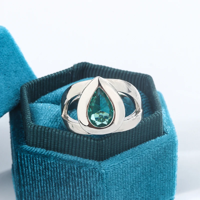 Bague En Argent 925 Serti D'une Pierre Bleu Clair (verre) - Taille 56 - Occasion - Argent Sterling