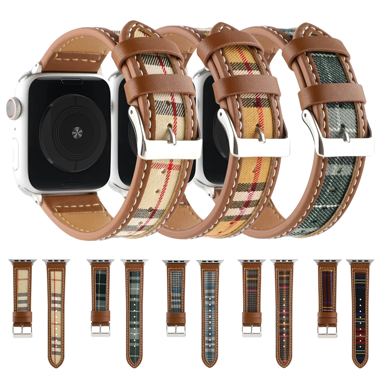 

Тонкий ремешок в Корейском стиле для Apple Watch Series 8 7 6 SE 38 40 41 мм, брезентовый кожаный браслет для Iwatch Band 5 4 3 42 44 45 49 мм