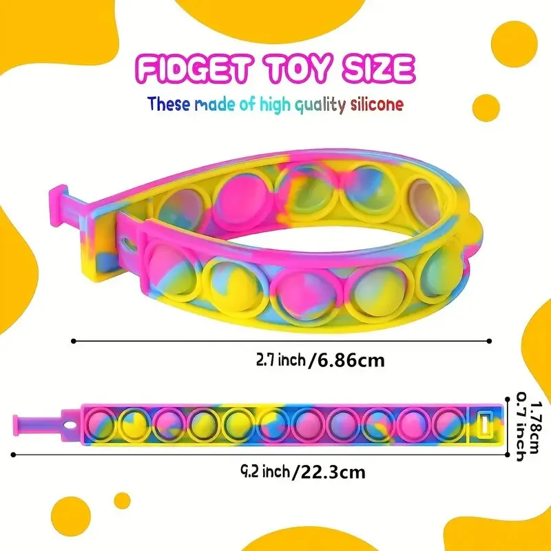 10Pcs Silicone World Bubble Decompression Bracelet Anti Stress Toy Colorful Silicone Bracelet Adult Kids Toy