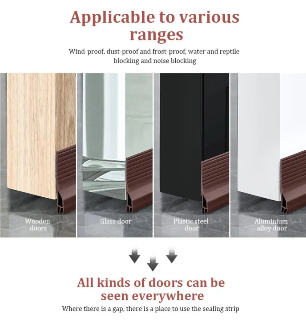Description Picture 2 of item2024 Waterproof Seal Strip Draught Excluder Stopper Door Bottom Guard Double Silicone Rubber Seal Dustproof Soundproof