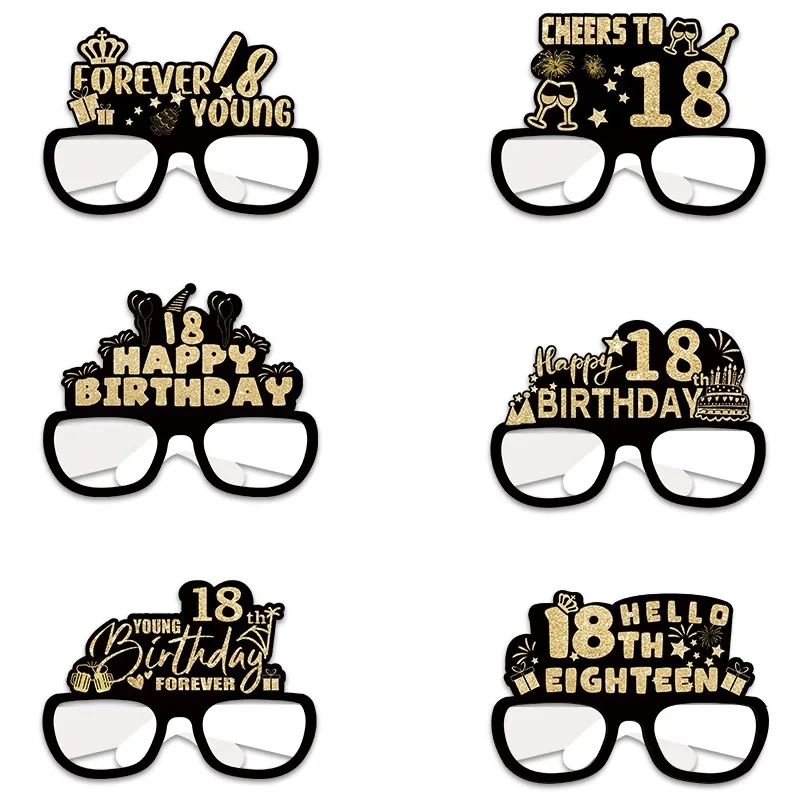 6Pcs/set 18 21 30 40 50 60 70 And 80 Year Old Paper 3D Glasses Birthday Party Carnival Decoration Products Series