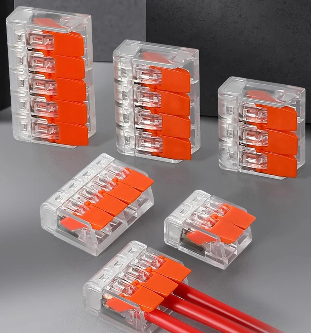 Description Picture 3 of itemLever Nuts Splicing Wire Connector Kit Fast Wiring Terminals Insulating Flame Retardant Lamp Cable Electrical Clamp Connectors