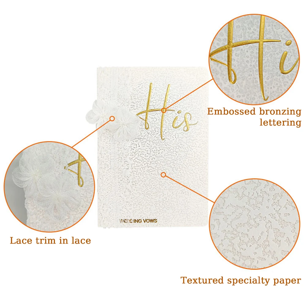 1 Pair Wedding Vow Card Bride & Groom Engagement Wedding Gifts Anniversary Memory Vow Books Keepsake Ceremony Party Decoration