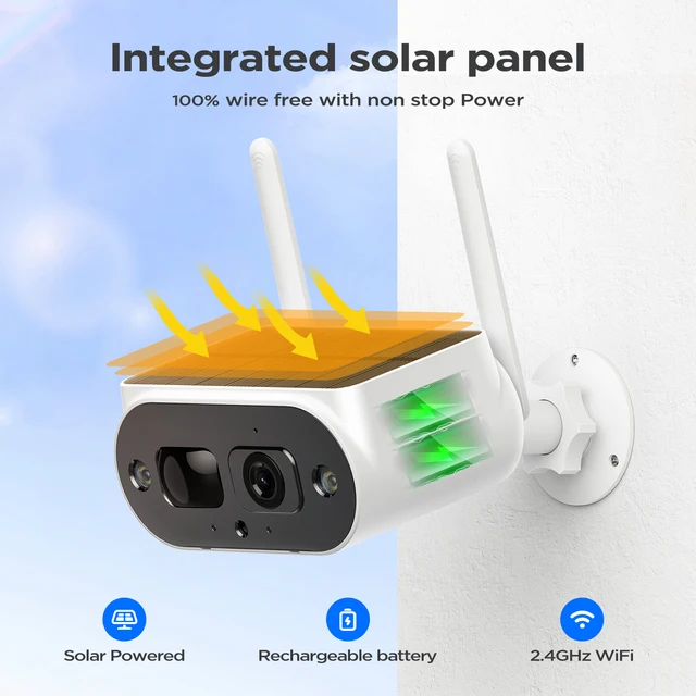 4MP Wifi Solar Camera with 8000mAh Rechargeable Battery PIR Detect Outdoor Surveillance Solar Powered Camera Security Protection 1