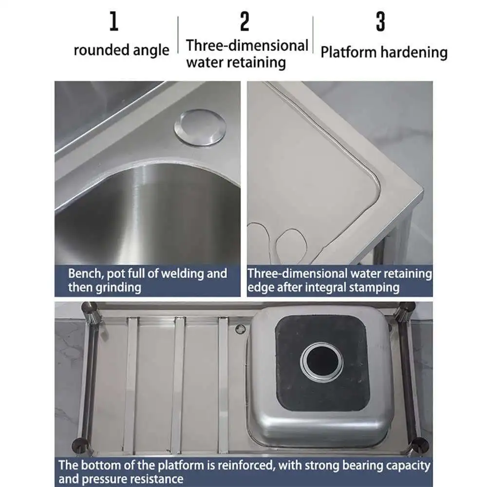 Outdoor Portable Stainless Steel Garden Sink Freestanding Commercial Kitchen Sink