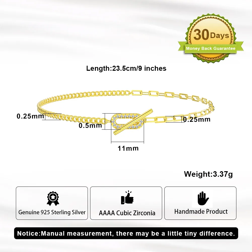 ORSA JEWELS Fashion 14K Gold Paperclip Chain Anklets for Women 925 Sterling Silver Side Chain Ankle Straps Summer Jewelry SA62
