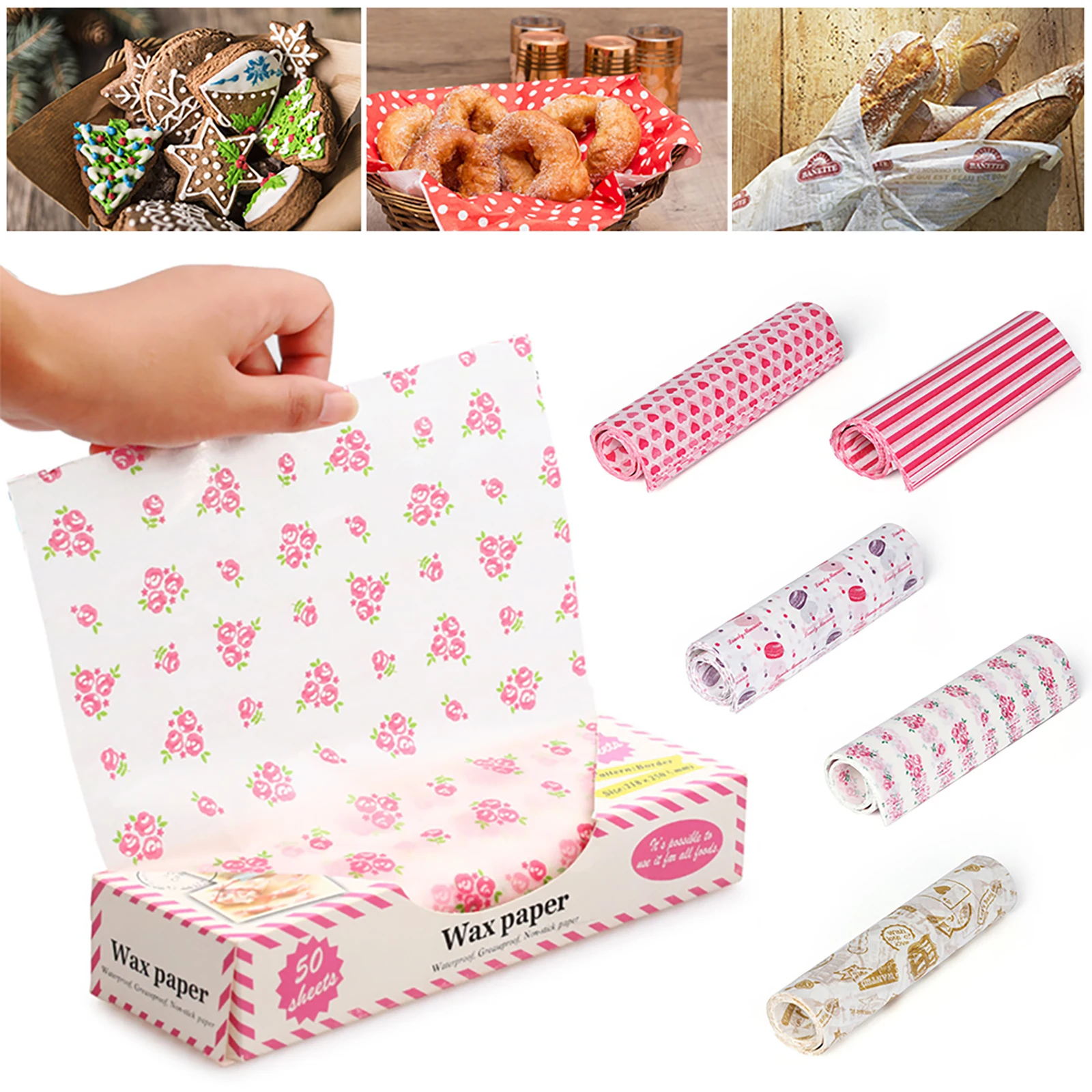 50PCS/Box Waxed Food Paper Non Stick Printing Baking Oilpaper Sheet
