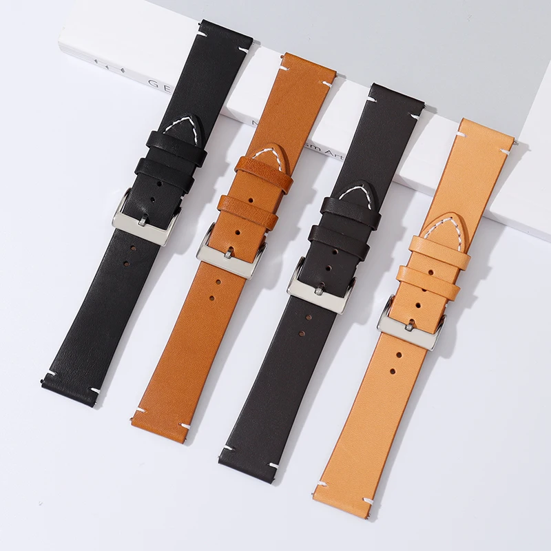 Elegant Calfskin Genuine Leather Quick Release Watch Strap