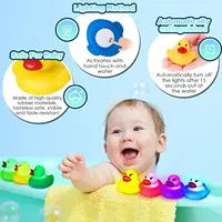 24 Pcs LED Sensor Luminous Duck Light Up Rubber Ducks Glow in The Dark Mini Flashing Ducks Glow Bath Toys Flashing Rubber Ducks 2