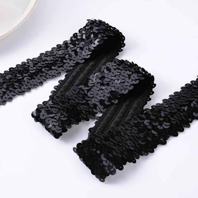 Lace Ribbon Decoration 3 Cm 3 Rows Elasticity Dance Clothing Curtain Craft Paillettes Sewing DIY Accessory 1M