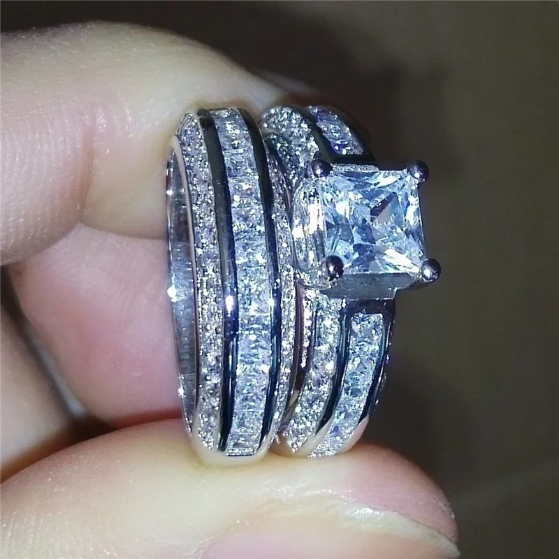 Rings Alloy Vintage Rings Set Princess Crystal Jewelry For Women