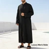 Middle East Arab Mens Robe Loose Fit Standing Collar Round Neck Traditional Islamic Clothing Long Kaftan