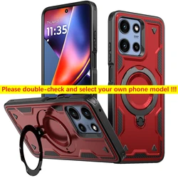Durable 360° Rotating Magnetic Stand Shockproof Phone Case with Tough Cover for Motorola Moto G Power (2026) (Red)