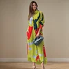 Fashion Sexy Side Split Turn Down Collar Shirt Long Dress Elegant Temperament Printed Long Sleeve Pocket Single Breasted Dress 3