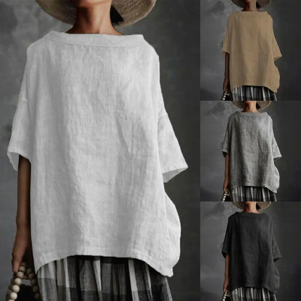 Gazania | Casual Cotton And Linen Women'S Blouse With An Open Collar