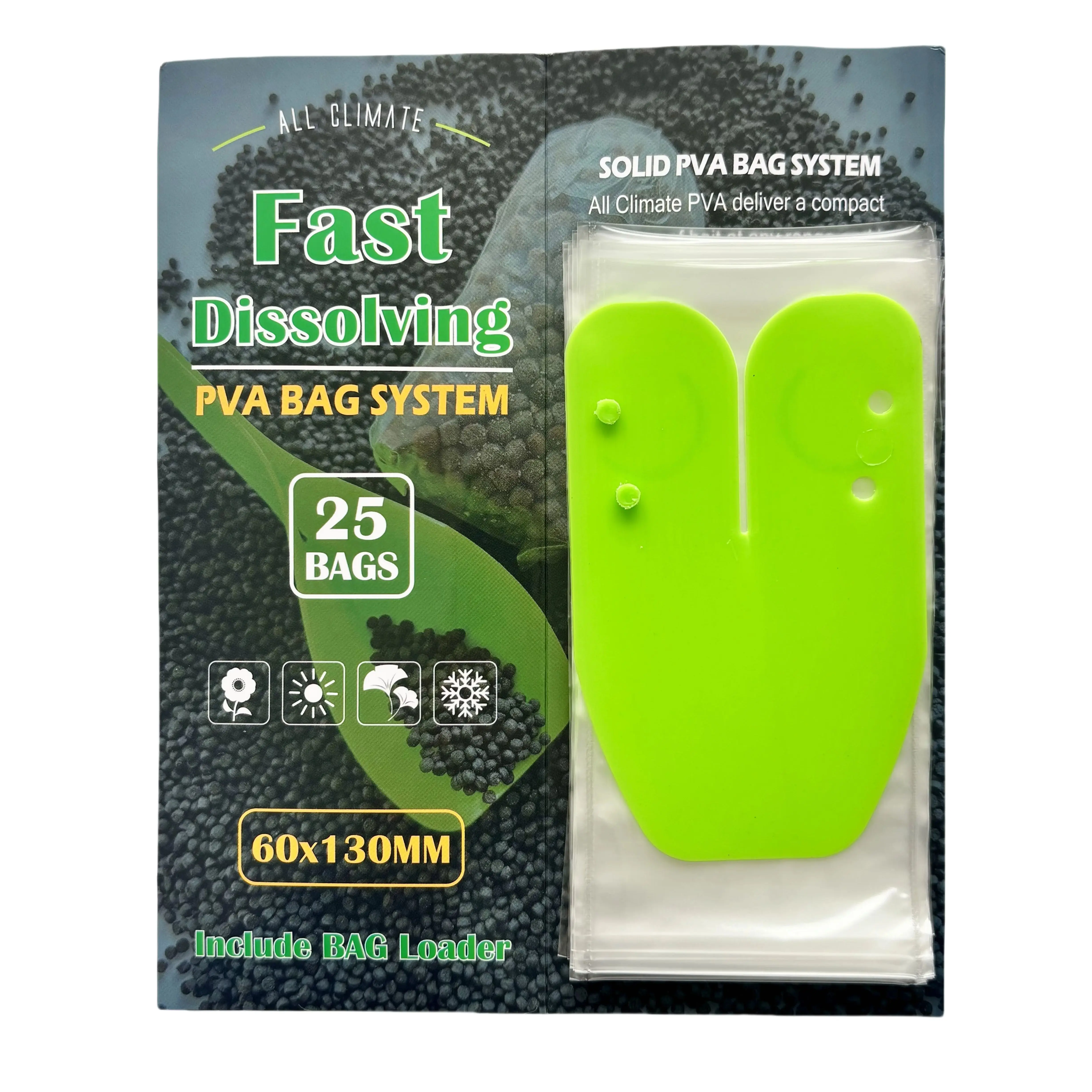Solid bag system pva bag system edge pva carp fishing 25pcs 60mmx130m loader