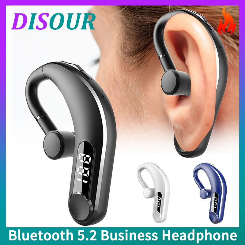 sem Fio Bluetooth 5.2 Fone de Ouvido sem Fio com Microfone Auscultadores Mãos-livres para Telefone Inteligente Led Único Negócio Fone de Ouvido