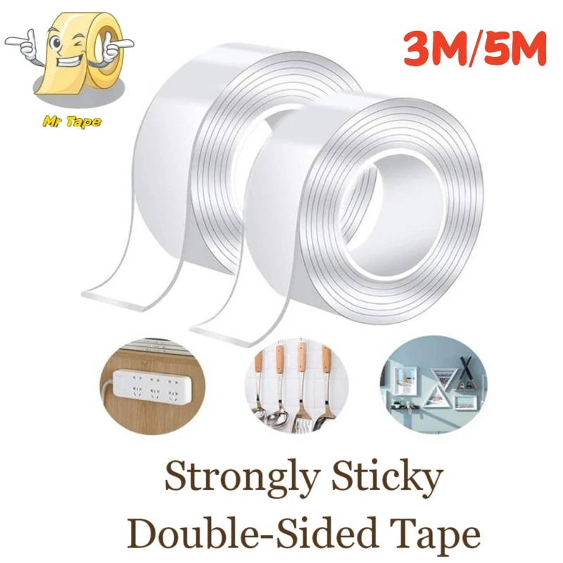 

Multifunctional Double Sided Adhesive Tape Waterproof Reusable Wall Stickers Transparent Strong Sticky Glue 5M/3M Monsters Tapes