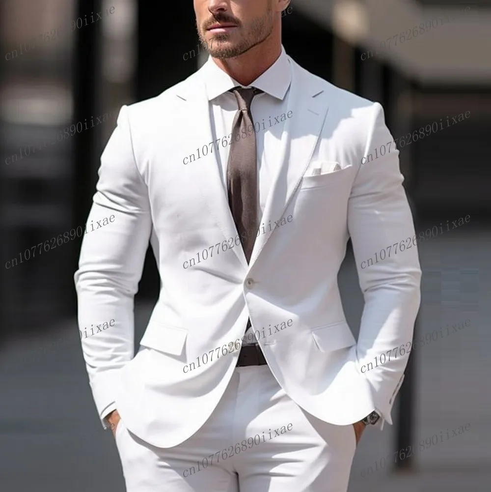 New Light Yellow Formal Occasion Men Suit Groom Groomsman Wedding Party Prom Business Male Tuxedos 2 Piece Set Blazer Pants